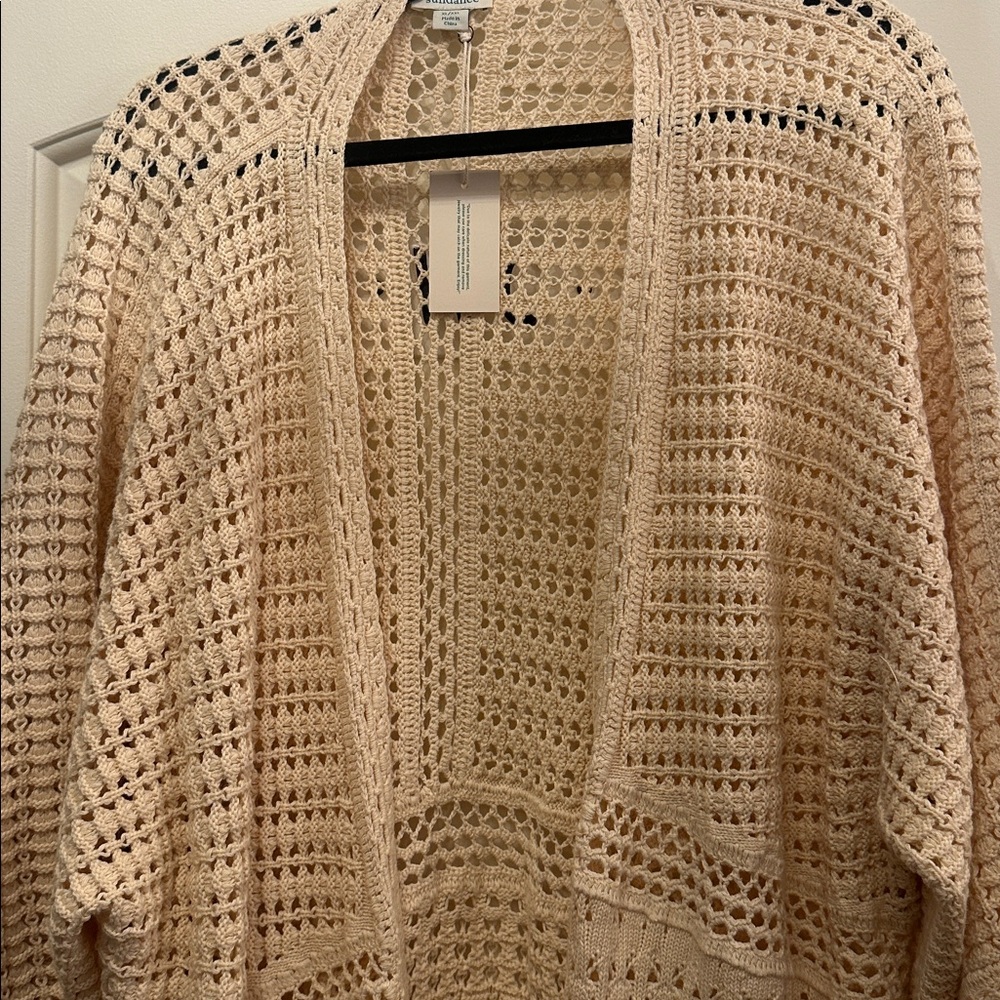 Cream Crochet Long Cardigan - Picture 2 of 2